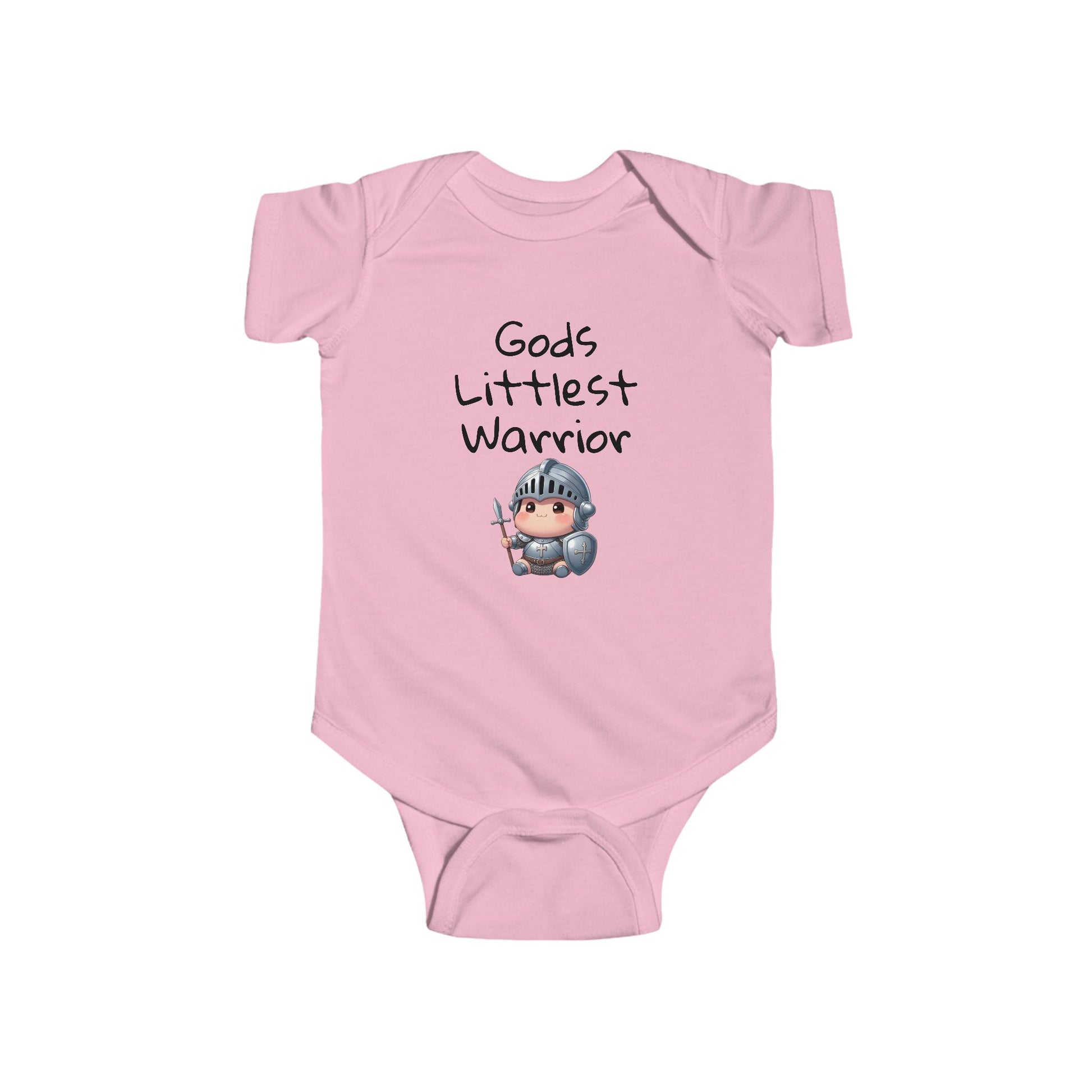 Baby Onesie God's Littlest Warrior Christian Infant Fine Jersey Bodysuit